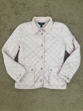 Polo by Ralph Lauren Girls Pale Pink Quilted Snap-Front Jacket
